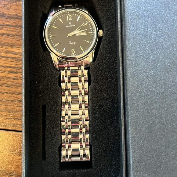 AKNIGHT AK-317 Men’s watch. All Solid stainless steel. water resistant 30M. Box - Picture 4 of 5